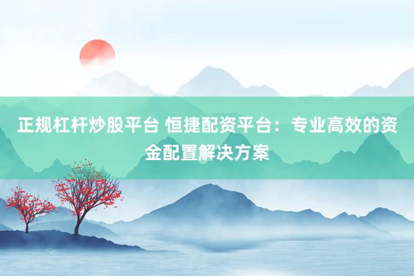 正规杠杆炒股平台 恒捷配资平台：专业高效的资金配置解决方案