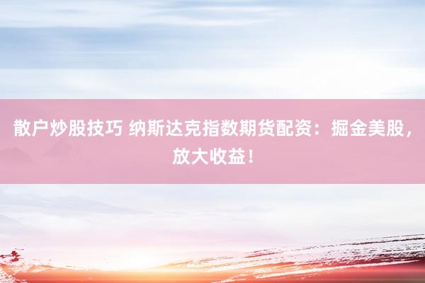 散户炒股技巧 纳斯达克指数期货配资：掘金美股，放大收益！