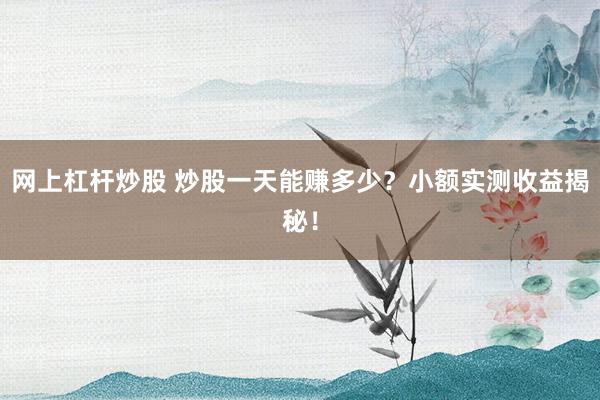 网上杠杆炒股 炒股一天能赚多少？小额实测收益揭秘！
