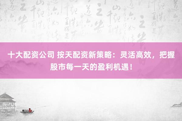 十大配资公司 按天配资新策略：灵活高效，把握股市每一天的盈利机遇！