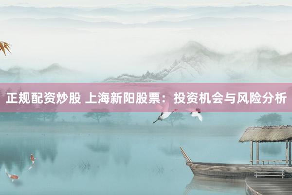 正规配资炒股 上海新阳股票：投资机会与风险分析