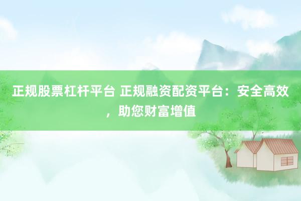 正规股票杠杆平台 正规融资配资平台：安全高效，助您财富增值