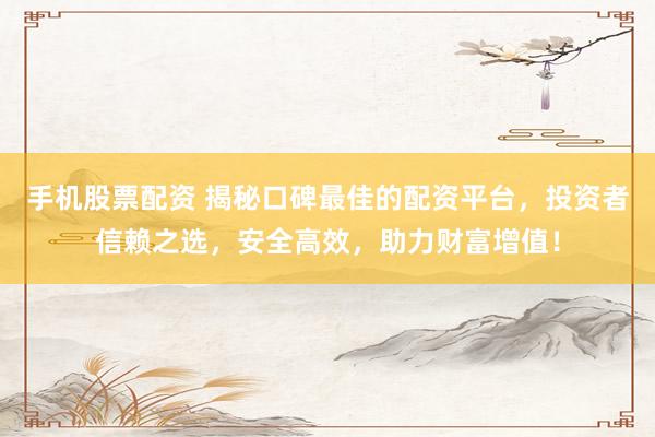 手机股票配资 揭秘口碑最佳的配资平台，投资者信赖之选，安全高效，助力财富增值！