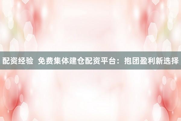 配资经验  免费集体建仓配资平台：抱团盈利新选择