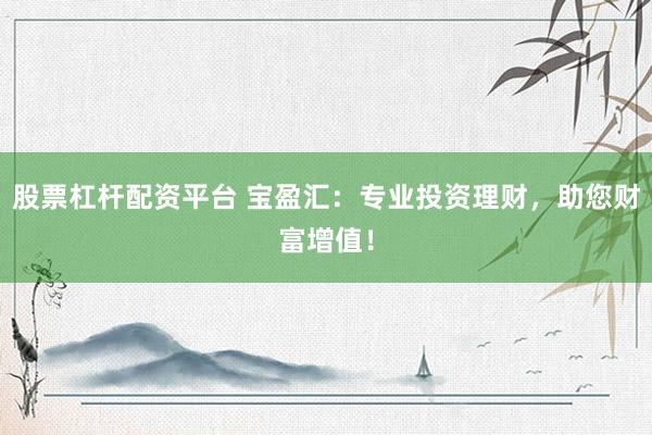 股票杠杆配资平台 宝盈汇：专业投资理财，助您财富增值！