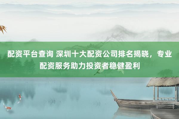 配资平台查询 深圳十大配资公司排名揭晓，专业配资服务助力投资者稳健盈利