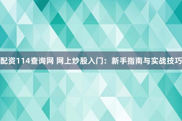 配资114查询网 网上炒股入门:新手指南与实战技巧