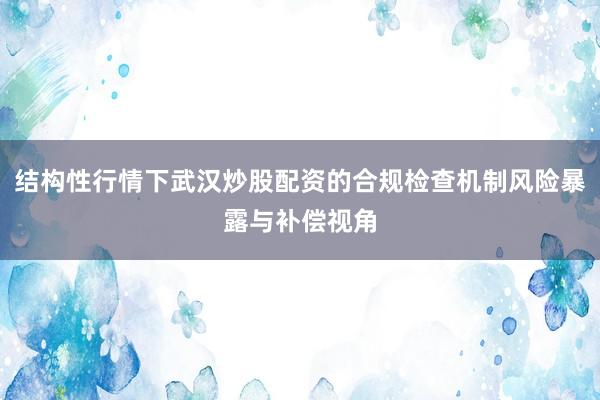 结构性行情下武汉炒股配资的合规检查机制风险暴露与补偿视角